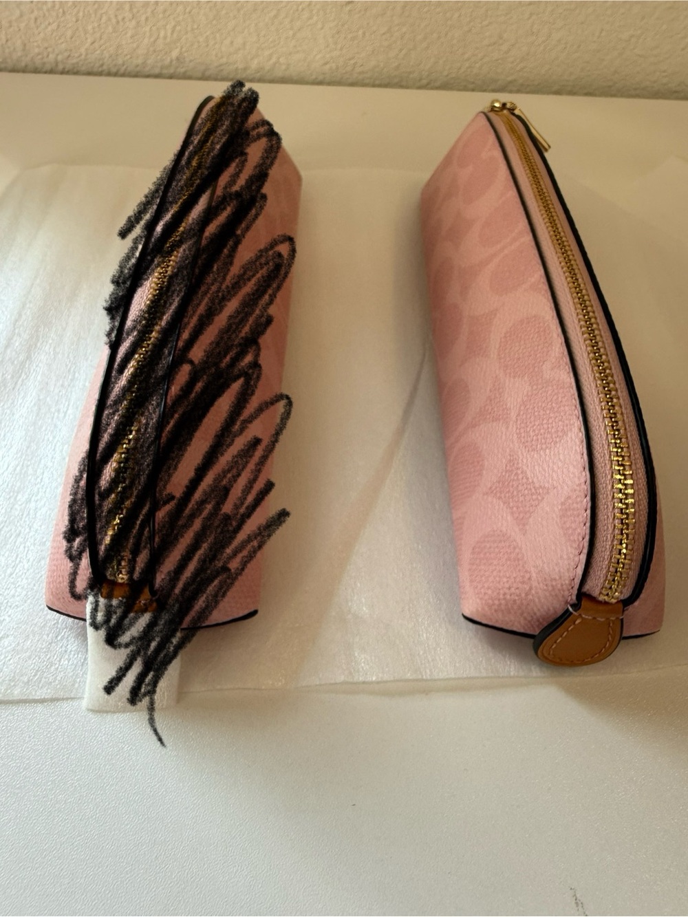 Coach powder Pink Signature print pencil case